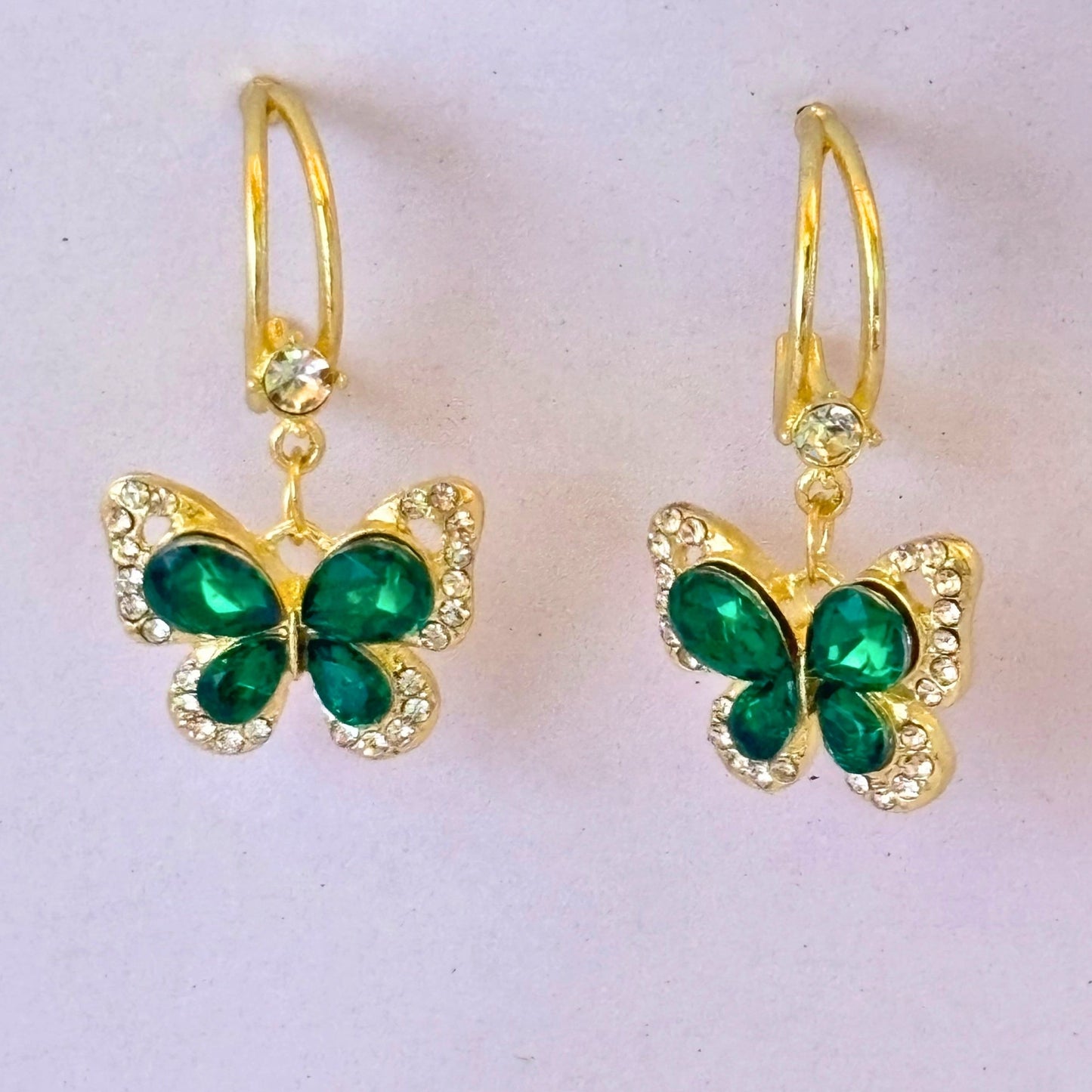 GREEN EMERLAD "BUTTERFLY" "DROP" EARING Buyinby