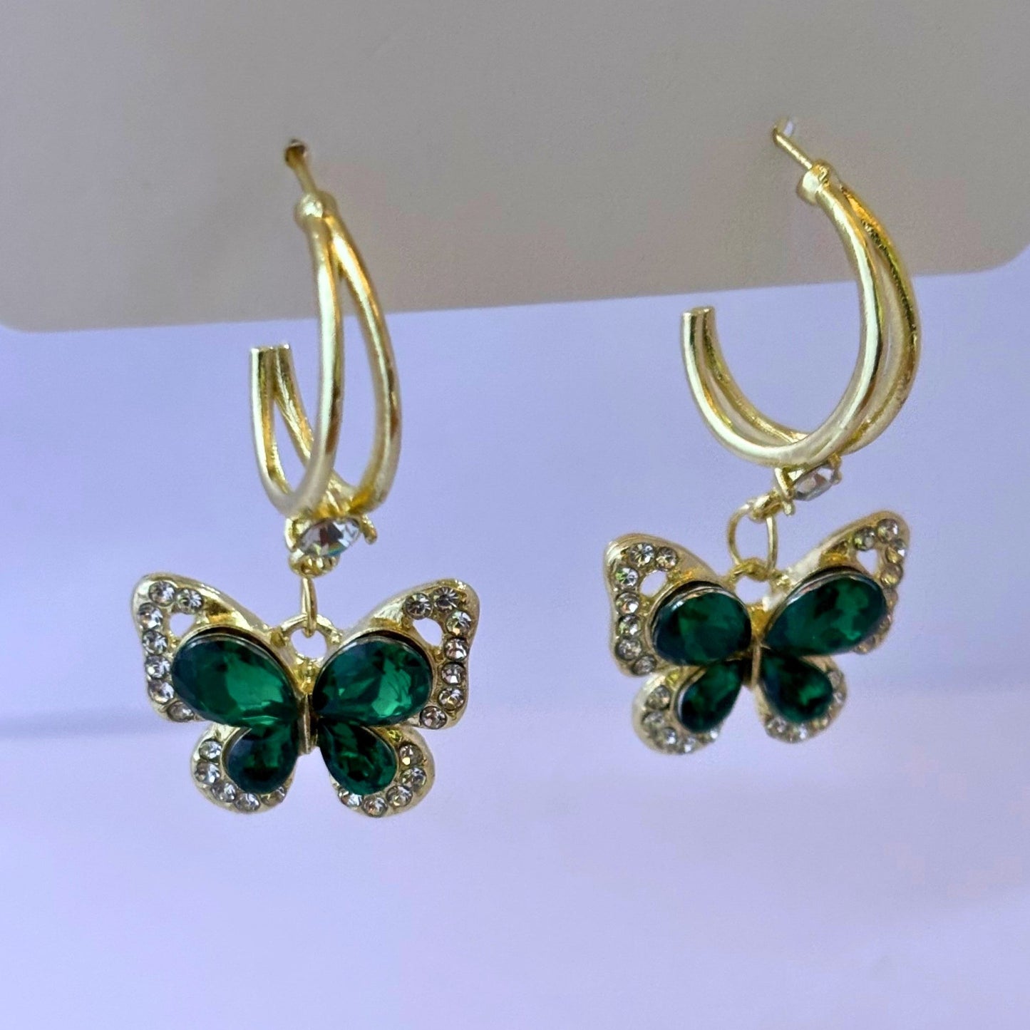 GREEN EMERLAD "BUTTERFLY" "DROP" EARING Buyinby