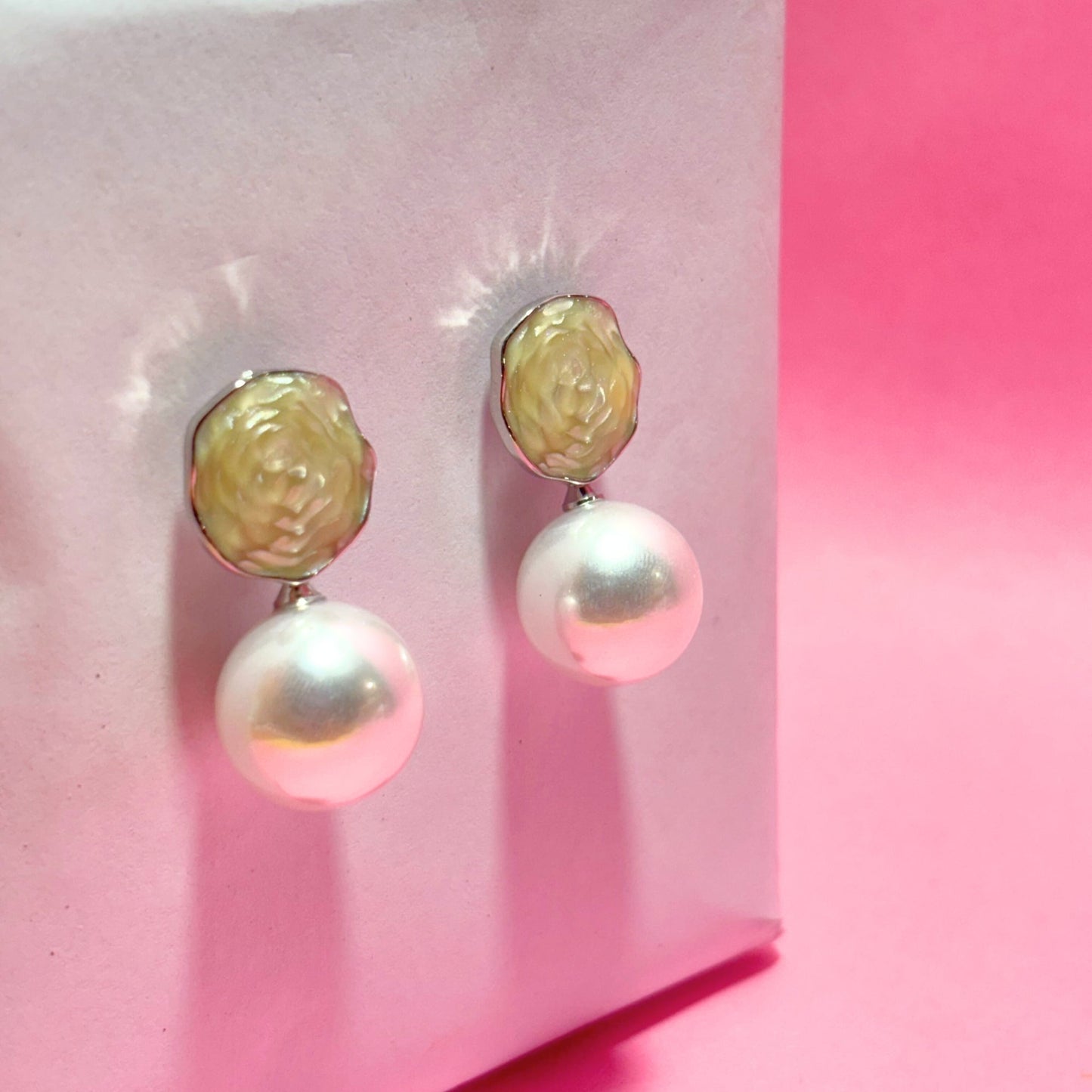 White Pearl Drop Earrings Buyinby