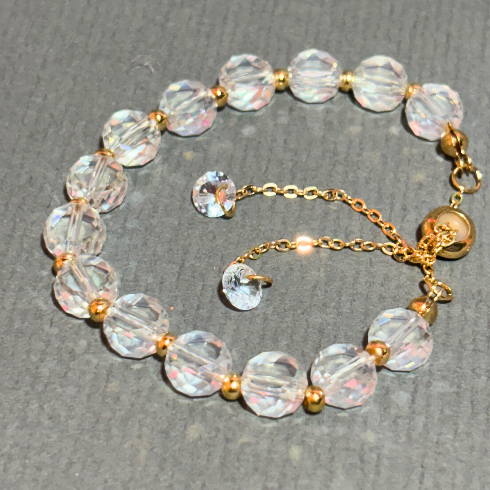Ivory Glow: White Flat Bead & Rose Gold Bracelet Buyinby