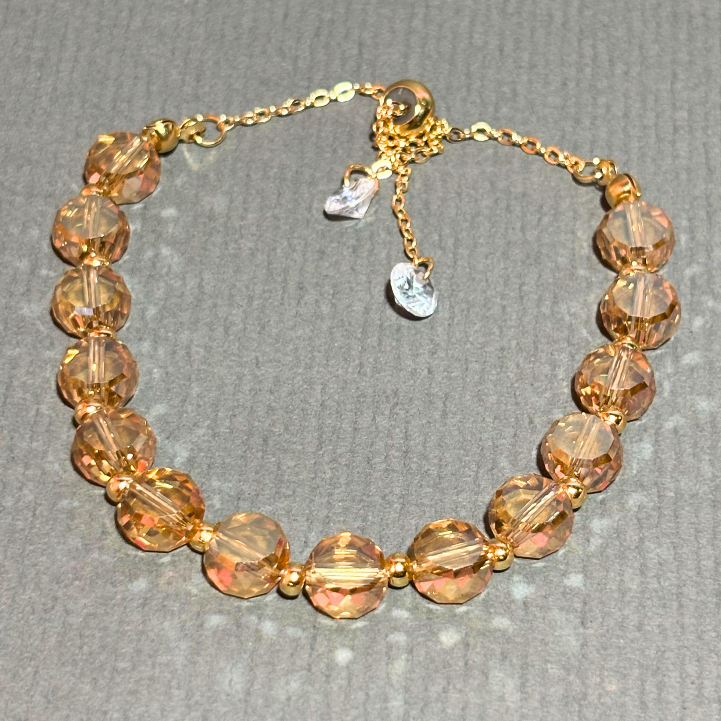 "Rustic Glow: Bronze Flat Bead & Rose Gold Bracelet Buyinby