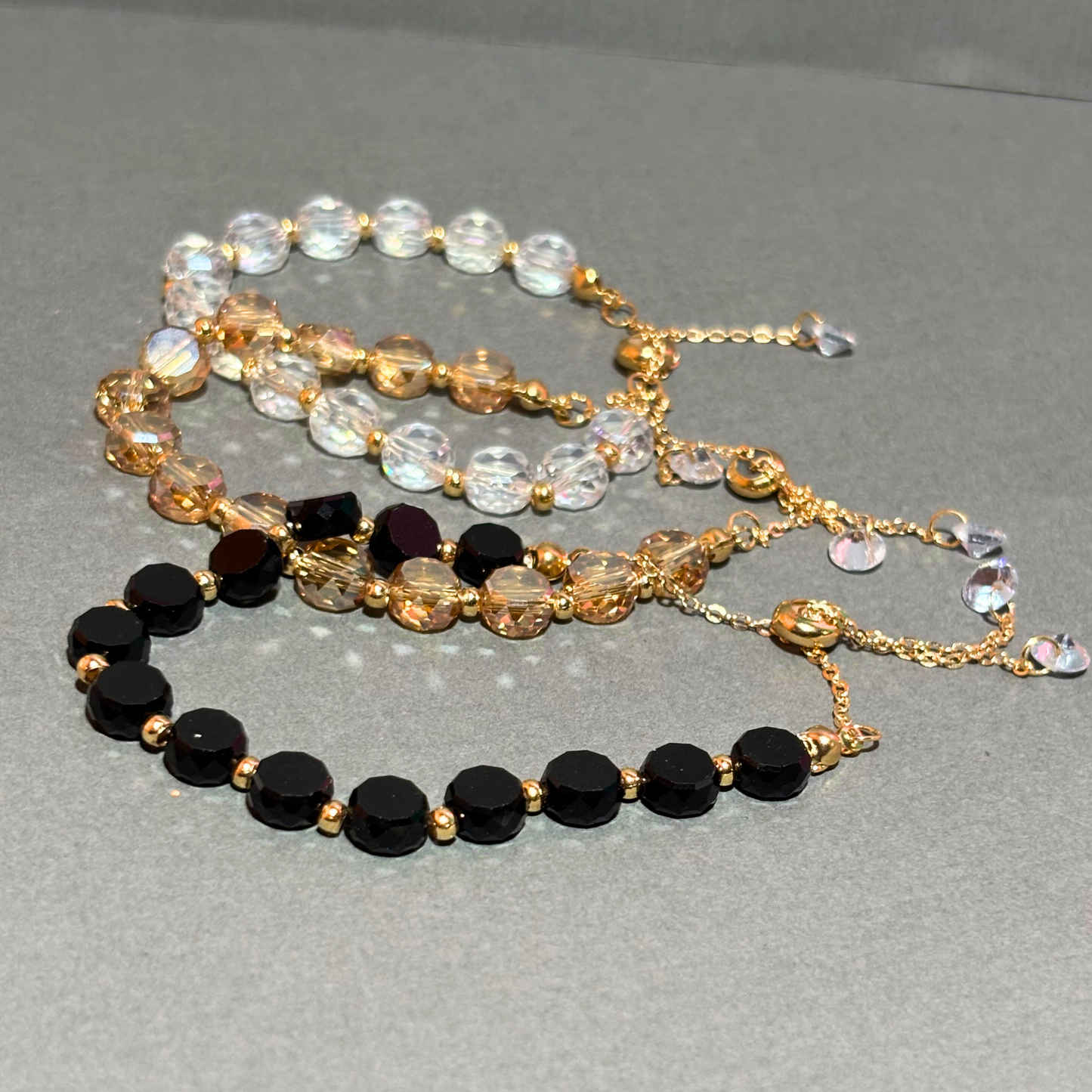 Ivory Glow: White Flat Bead & Rose Gold Bracelet Buyinby