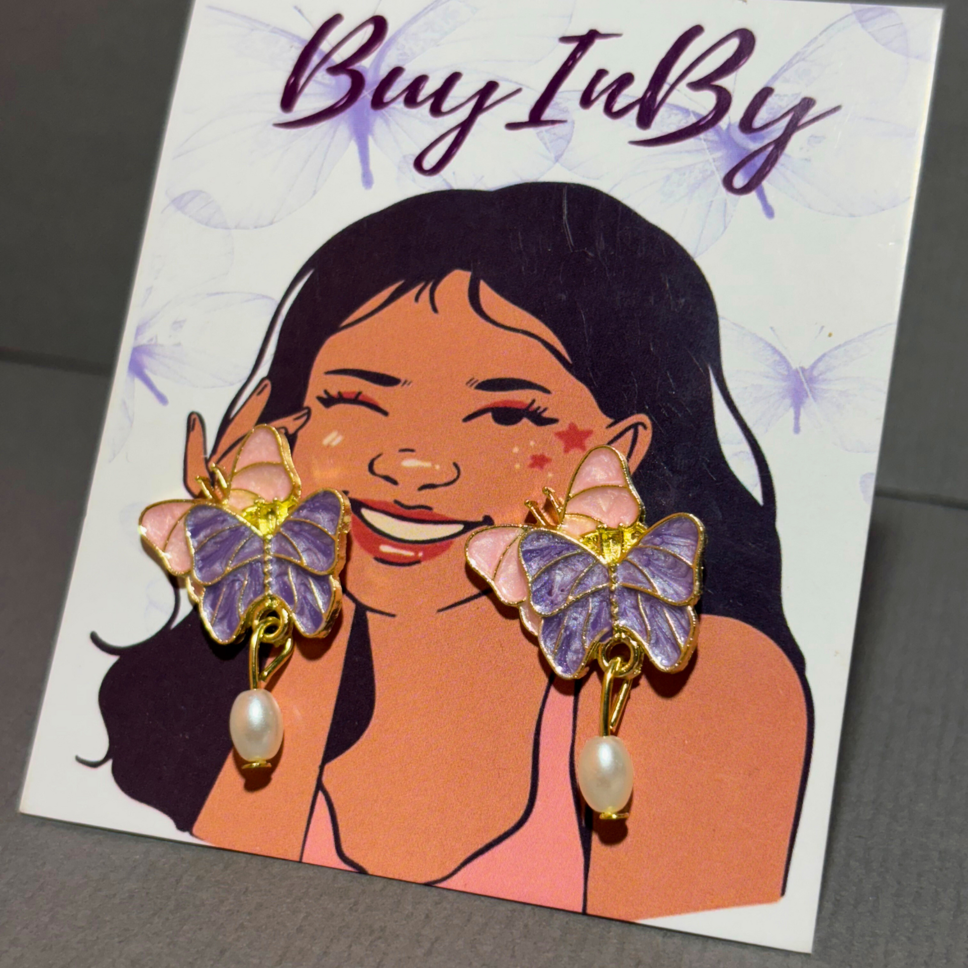Enamel Dual "Butterfly" Earrings Buyinby