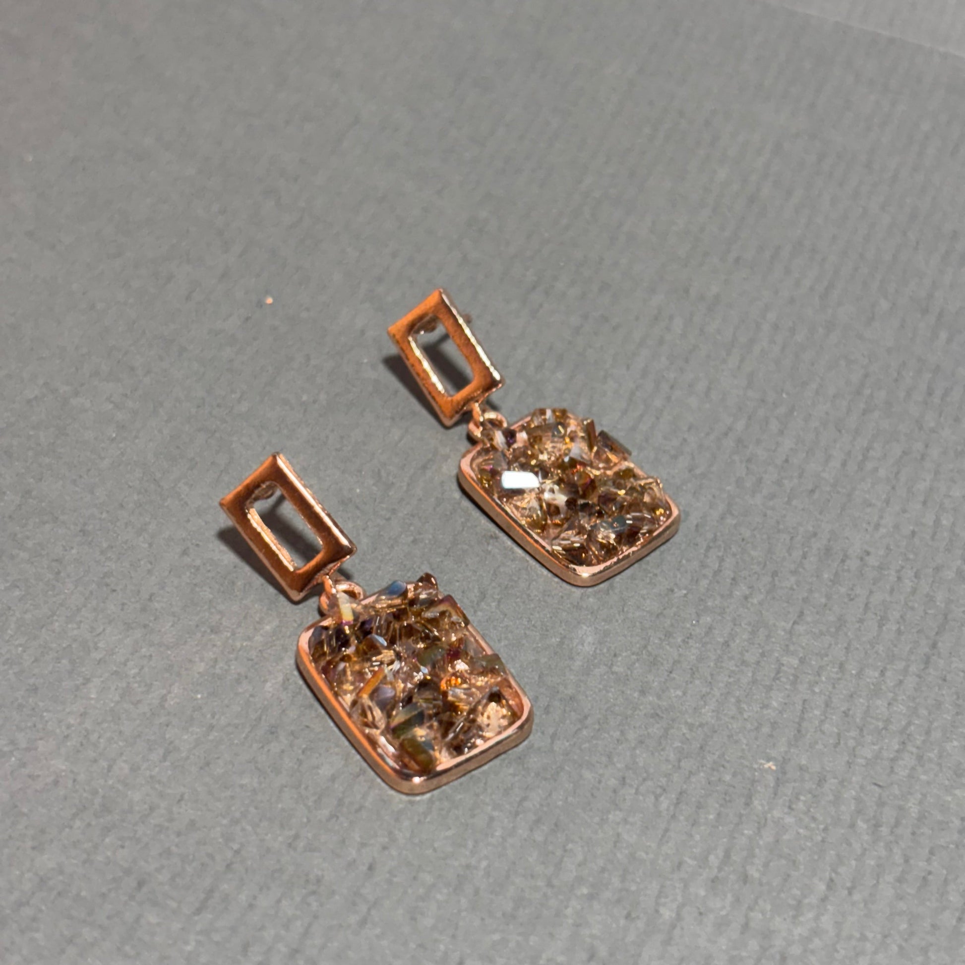 Copper Glow Crystals: Rose-Gold Earrings Buyinby