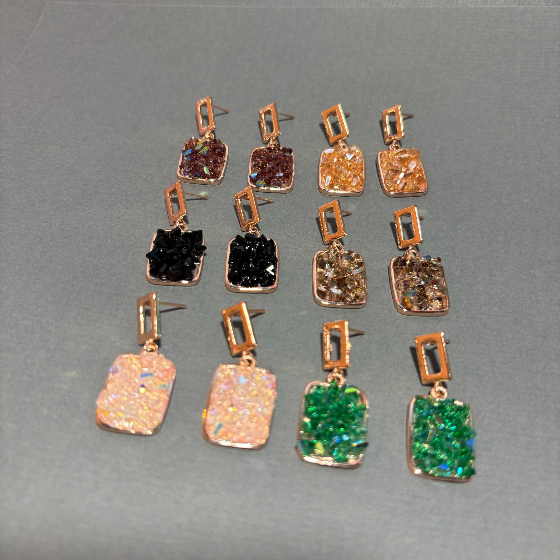 Shadowed Elegance Crystals: Rose-Gold Earring Buyinby