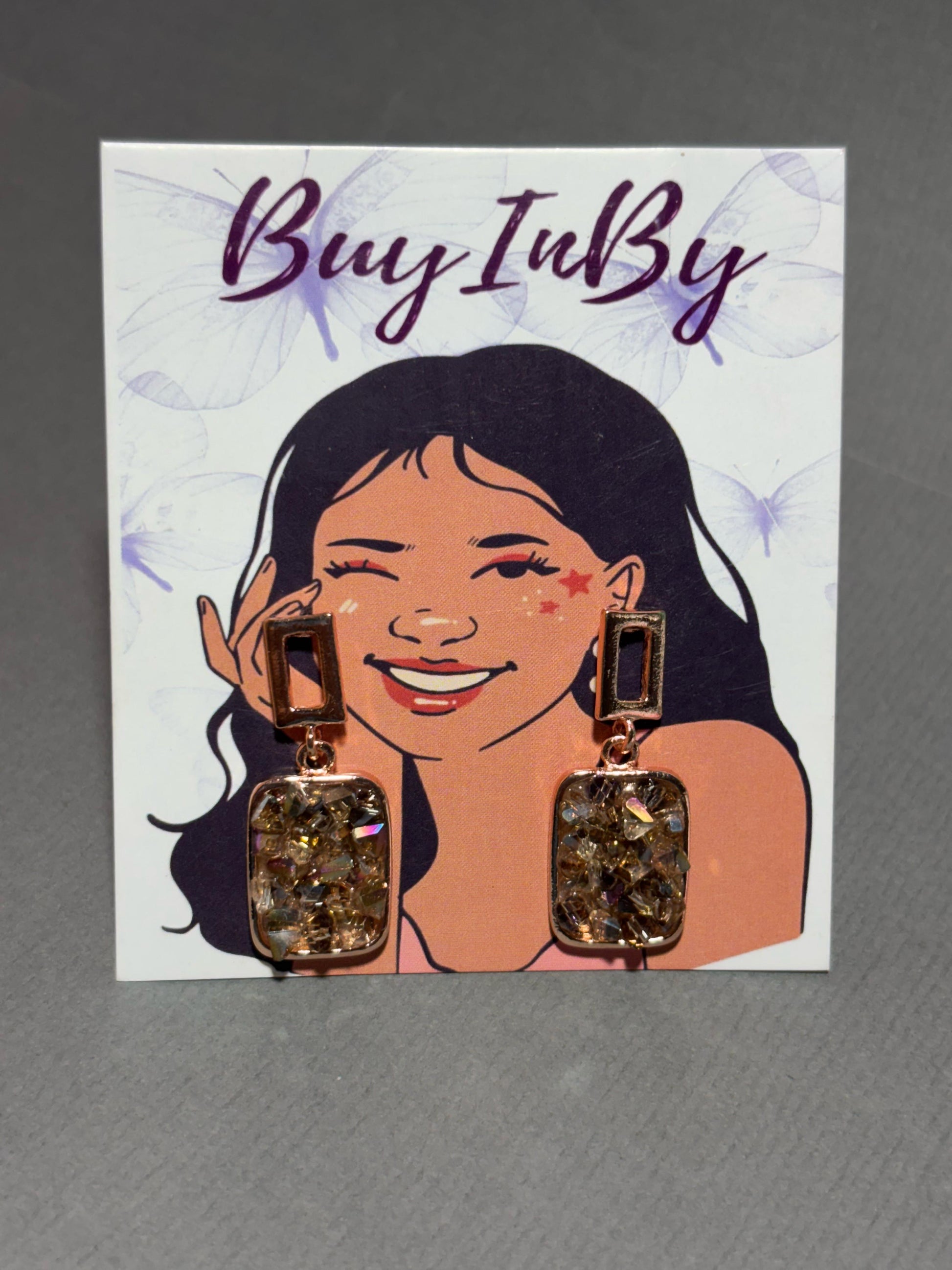 Copper Glow Crystals: Rose-Gold Earrings Buyinby