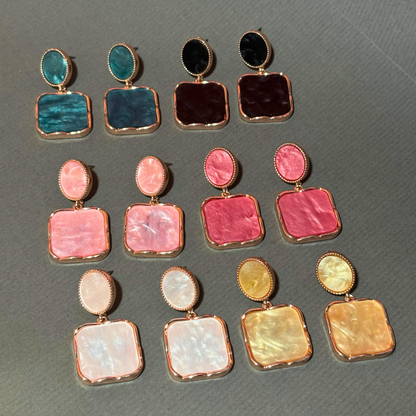Frosted Glitter Glazed Rose-Gold Earrings Buyinby