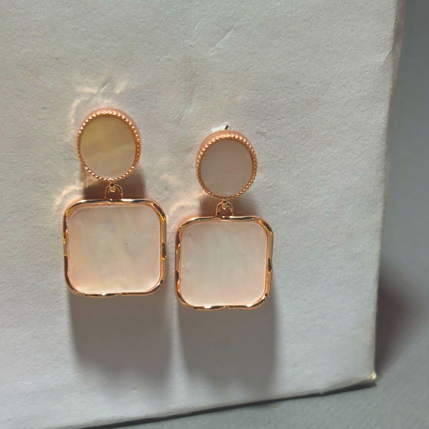Frosted Glitter Glazed Rose-Gold Earrings Buyinby