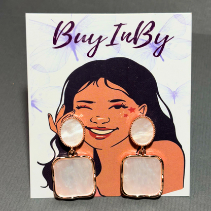 Frosted Glitter Glazed Rose-Gold Earrings Buyinby