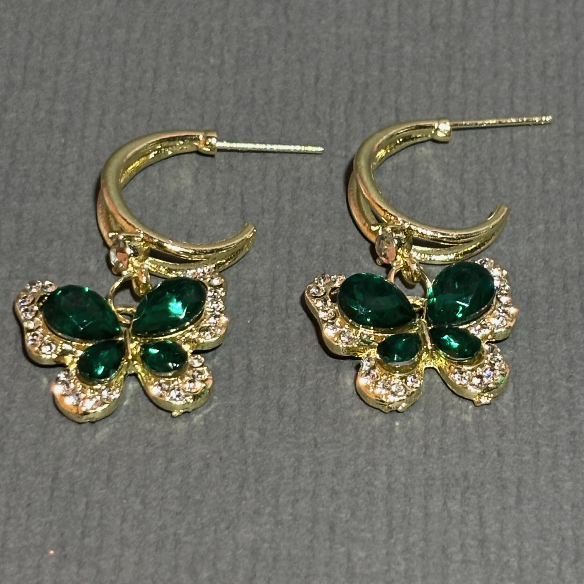 GREEN EMERLAD "BUTTERFLY" "DROP" EARING Buyinby
